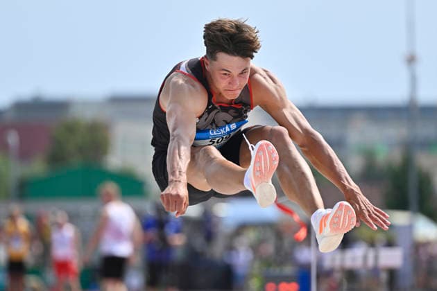 Mistrovstvi CR v atletice, 26. cervence 2026, Plzen. Vilem Strasky VSK Univerzita Brno obsadil ve skoku dalekem druhe misto. (CTKxPhoto MiroslavxChaloupka) CTKPhotoP2026072604519  CTKPhotoP2026072604519