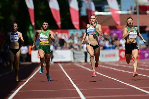 2016.07.26 Bialystok 102. Lekkoatletyczne Mistrzostwa Polski PZLA. N z (L-P) Marta Zimna Marlena Granaszewska Wiktoria Gajosz Kristina Tsimanouskaya final biegu na 200 metrow kobiet Foto Michal Kosc PressFocus NEWSPIX.PL --- newspix.pl 