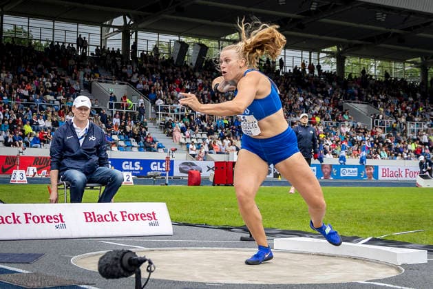Deutsche Leichtathletik-Meisterschaften; Bochum-Wattenscheid, 26.07.2026 Kugelstoßen mit Annina Brandenburg (TV Wattenscheid 01); Deutsche Leichtathletik-Meisterschaften am 26.07.2026 im Lorheide-Stadion, Bochum-Wattenscheid (Nordrhein-Westfalen). *** German Track and Field Championships, Bochum Wattenscheid, July 26, 2026—Shot put featuring Annina Brandenburg of TV Wattenscheid 01 at the German Track and Field Championships on July 26, 2026, at Lorheide Stadium, Bochum-Wattenscheid, North Rhine-Westphalia Copyright: xBEAUTIFULxSPORTS LeahxKohringx