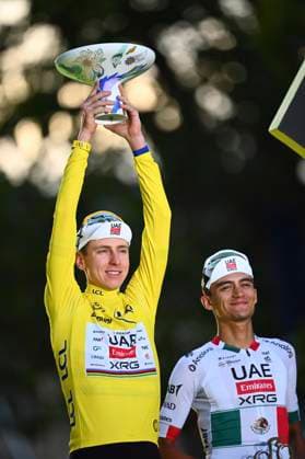 Tour de France 2026 Stage 21 PARIS CHAMPS-ELYSEES, FRANCE - JULY 26 : Pogacar Tadej (SLO) of UAE Team Emirates - XRG, Evenepoel Remco (BEL) of Red Bull - BORA - Hansgrohe, Del Toro Isaac (MEX) of UAE Team Emirates - XRG pictured during the podium ceremony of the 113rd edition of Tour de France an UCI World Tour 2.UWT cycling road race stage for Men Elite of 130 km with start in Thoiry and finish in Paris Champs-Elysees on July 26, 2026 in Paris Champs-Elysees, France, 26 07 2026 Paris Champs-Elysees France  Copyright: xGvgx