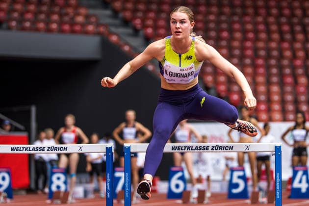 Swiss Athletics Championships, 26.07.2026 ZURICH, SWITZERLAND - JULY 26: Valerie Guignard (TV Laenggasse Bern) prepares for the 100 m hurdles at the Swiss Athletics Championships on July 26, 2026 in Zurich, Switzerland. *** Swiss Athletics Championships, July 26, 2026, Zurich, Switzerland Valerie Guignard of TV Laenggasse Bern prepares for the 100-meter hurdles at the Swiss Athletics Championships on July 26, 2026, in Zurich, Switzerland Copyright: xBEAUTIFULxSPORTS UlfxSchillerx