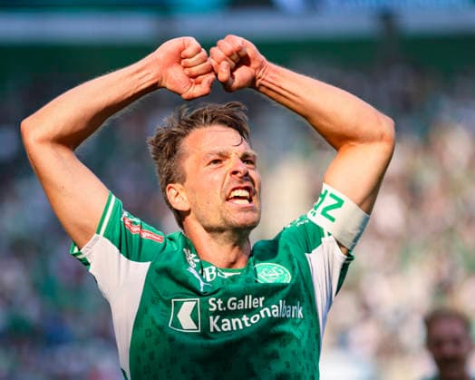 26. Juli 2026, Fussball, Brack Super League 2026 27, FC St. Gallen 1879 gegen FC Zürich, Berit Sitterstadion, St. Gallen, Schweiz Lukas Görtler (16, FC St. Gallen) beim Torschrei Photo: Urs Ottiger St. Gallen Berit Sitterstadion St. Gallen Switzerland *** July 26, 2026, Soccer, Brack Super League 2026–27, FC St. Gallen 1879 vs. FC Zurich, Berit Sitter Stadium, St. Gallen, Switzerland; Lukas Görtler, 16, of FC St. Gallen celebrating a goal; Photo by Urs Ottiger, St. Gallen, Berit Sitter Stadium, St. Gallen, Switzerland