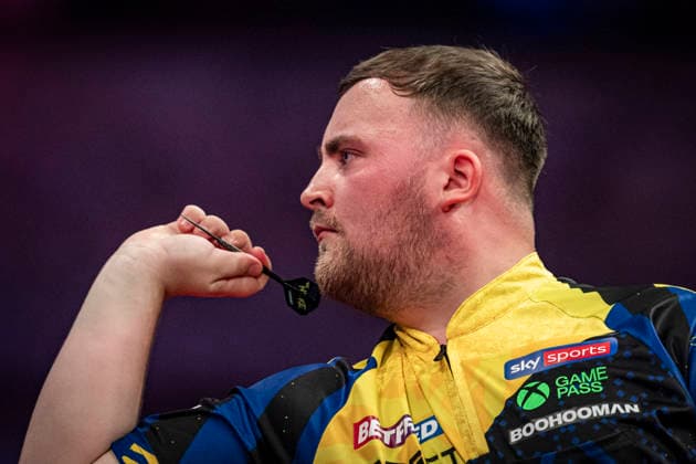 RECORD DATE NOT STATED 26th July 2026, Winter Gardens, Blackpool, Lancashire, England; 2026 Betfred World Matchplay Darts, Mens, Final Day; Luke Littler in action on the oche in his final match against Gerwyn Price GodfreyxPitt