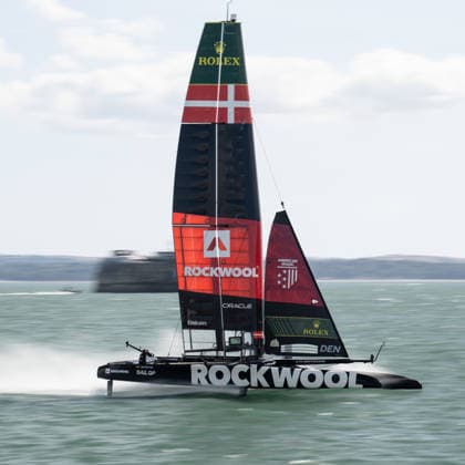 Rockwool Denmark led by round the world sailor Nicolai Sehested during the Emirates GB SailGP at The Solent, Portsmouth, UK on 26 July 2026. Copyright: xPhilxHutchinsonx 45300106