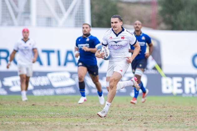 July 26, 2026, Split, Dalmatia, Croatia: Action during RUGBY EUROPE SEVENS MEN S Arthur MATHIRON (France) 21 in action with bal during the CHAMPIONSHIP SERIES 2026 - SPLIT FINAL match between the France and Italy. Split Croatia - ZUMAp210 20260726_zsp_p210_005 Copyright: xMajaxPrgometx
