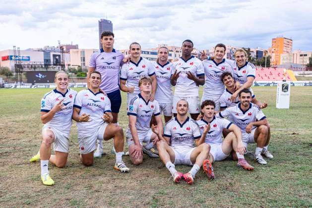 July 26, 2026, Split, Dalmatia, Croatia: RUGBY EUROPE SEVENS MEN S CHAMPIONSHIP SERIES 2026 - SPLIT FINAL match between the France and Italy. On photo France TEAM after game. Split Croatia - ZUMAp210 20260726_zsp_p210_012 Copyright: xMajaxPrgometx