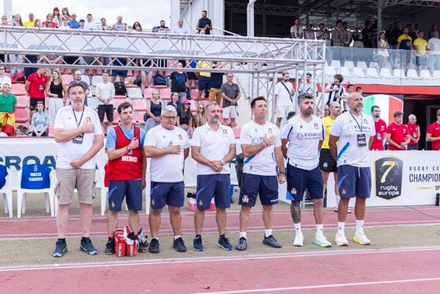 July 26, 2026, Split, Dalmatia, Croatia: RUGBY EUROPE SEVENS MEN S CHAMPIONSHIP SERIES 2026 - SPLIT FINAL match between the France and Italy. On photo Italy Coaching staff. RUGBY EUROPE SEVENS MEN s CHAMPIONSHIP SERIES 2026 - SPLIT FINAL: France Vs Italy 43:0  - ZUMAp210 20260726_zsp_p210_016 Copyright: xMajaxPrgometx