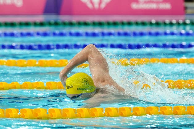 July 26, 2026, Glasgow, Scotland, Great Britain: EDWARD SOMMERVILLE of Australia in the Swimming Men s 4 x 200m Freestyle Relay Final of the Commonwealth Games Glasgow 2026 at the Tollcross International Swimming Centre in Glasgow, Scotland. Glasgow Great Britain - ZUMAc179 20260726_zep_c179_487 Copyright: xMickaelxChavetx