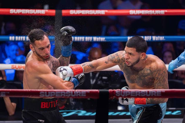 July 26, 2026, New York, New York, USA: EDGAR BERLANGA (teal trunks) battles STEVEN BUTLER in a super middleweight bout at Madison Square Garden in New York, New York. New York USA - ZUMAp109 20260726_zaf_p109_014 Copyright: xJoelxPlummerx