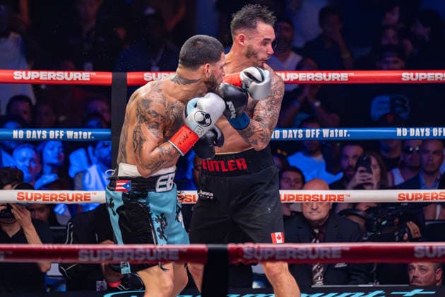 July 26, 2026, New York, New York, USA: EDGAR BERLANGA (teal trunks) battles STEVEN BUTLER in a super middleweight bout at Madison Square Garden in New York, New York. New York USA - ZUMAp109 20260726_zaf_p109_016 Copyright: xJoelxPlummerx