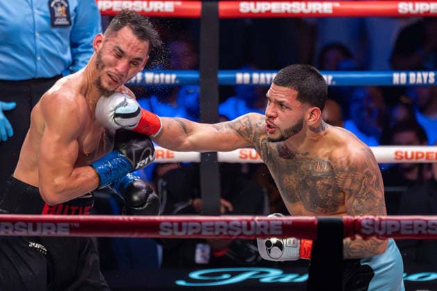 July 26, 2026, New York, New York, USA: EDGAR BERLANGA (teal trunks) battles STEVEN BUTLER in a super middleweight bout at Madison Square Garden in New York, New York. New York USA - ZUMAp109 20260726_zaf_p109_018 Copyright: xJoelxPlummerx