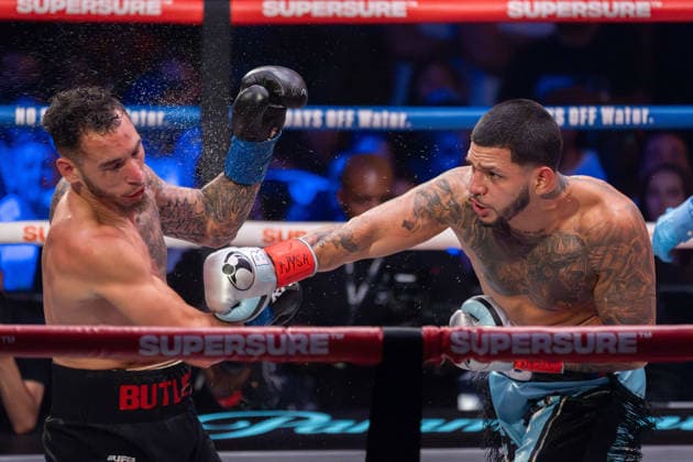 July 26, 2026, New York, New York, USA: EDGAR BERLANGA (teal trunks) battles STEVEN BUTLER in a super middleweight bout at Madison Square Garden in New York, New York. New York USA - ZUMAp109 20260726_zaf_p109_021 Copyright: xJoelxPlummerx
