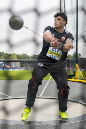 Deutsche Leichtathletik-Meisterschaften; Bochum-Wattenscheid, 26.07.2026 Merlin Hummel (Eintracht Frankfurt e.V.), Hammerwurf; Deutsche Leichtathletik-Meisterschaften am 26.07.2026 im Lorheide-Stadion, Bochum-Wattenscheid (Nordrhein-Westfalen). *** German Track and Field Championships, Bochum-Wattenscheid, July 26, 2026; Merlin Hummel, Eintracht Frankfurt e.V., hammer throw; German Track and Field Championships on July 26, 2026, at Lorheide Stadium, Bochum-Wattenscheid, North Rhine-Westphalia Copyright: xBEAUTIFULxSPORTS AxelxKohringx