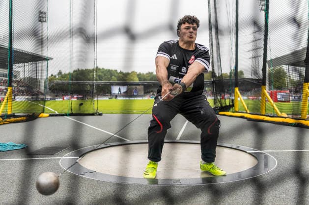 Deutsche Leichtathletik-Meisterschaften; Bochum-Wattenscheid, 26.07.2026 Merlin Hummel (Eintracht Frankfurt e.V.), Hammerwurf; Deutsche Leichtathletik-Meisterschaften am 26.07.2026 im Lorheide-Stadion, Bochum-Wattenscheid (Nordrhein-Westfalen). *** German Track and Field Championships, Bochum-Wattenscheid, July 26, 2026; Merlin Hummel, Eintracht Frankfurt e.V., hammer throw; German Track and Field Championships on July 26, 2026, at Lorheide Stadium, Bochum-Wattenscheid, North Rhine-Westphalia Copyright: xBEAUTIFULxSPORTS AxelxKohringx