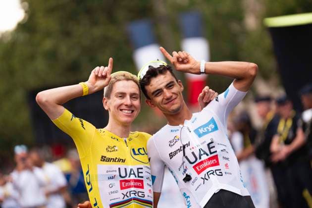 July 26, 2026, Paris, Turin, FRANCE: PARIS. FRANCE - JULY 26 :..tadej Pogacar and Isaac Del Tooro Celebrate the overal GC win and podium after Stage 21 Paris-Paris Paris FRANCE  - ZUMAm214 20260726_zip_m214_047 Copyright: xMatteoxSeccix 113 Th Tour De France 2026 - Stage 21 (Paris-Paris)  - ZUMA0862 0862748351st Copyright: xIMAGO MatteoxSeccix