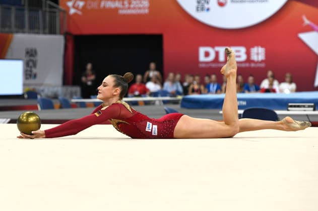 Darja Varfolomeev gewinnt die Goldmedaille im Finale der Deutschen Meisterschaft in Rhythmischer Sportgymnastik, Ball bei den 6. Finals 2026 in der ZAG Arena. Hannover, 26.07.2026 *** Darja Varfolomeev wins the gold medal in the Rhythmic Gymnastics Ball final at the 2026 German Championships, held as part of the 6 Finals 2026 at the ZAG Arena in Hanover on July 26, 2026 Foto:xC.xNiehausx xFuturexImagex finals_6820