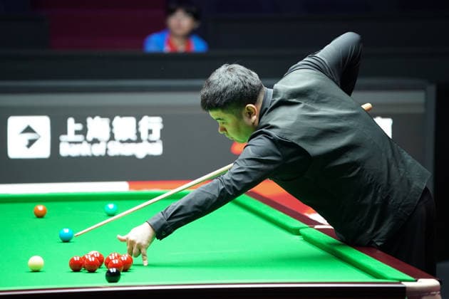 SHANGHAI, CHINA - JULY 27: Tang Hewen of China plays a shot in the first round match against Chris Wakelin of England on day 1 of the Shanghai Masters 2026 at Luwan Gymnasium on July 27, 2026 in Shanghai, China.  Copyright: xTaixChengzhex 111656638066