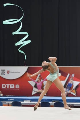 Viktoria Steinfeld gewinnt die Goldmedaille im Finale der Deutschen Meisterschaft in Rhythmischer Sportgymnastik, Band bei den 6. Finals 2026 in der ZAG Arena. Hannover, 26.07.2026 *** Viktoria Steinfeld wins the gold medal in the rhythmic gymnastics ribbon final at the 2026 German Championships, held as part of the 6 Finals 2026 at the ZAG Arena in Hanover on July 26, 2026 Foto:xC.xNiehausx xFuturexImagex finals_6841