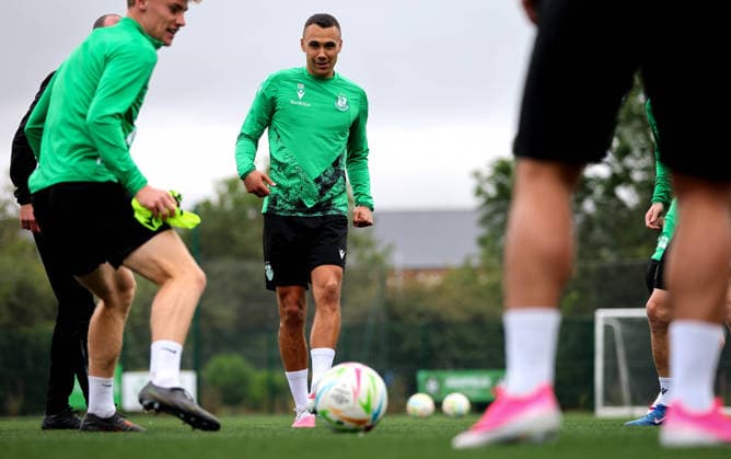 Shamrock Rovers press conference, PK, Pressekonferenz & Squad Training, Roadstone, Dublin 27 7 2026 Graham Burke Graham Burke 27 7 2026  Copyright: xx RB2_6023