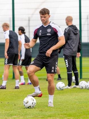 Josh McPake of Heart of Midlothian during Hearts training ahead of the clash with Sturm Graz Heart of Midlothian Training, Football, Oriam, Edinburgh, Scotland, UK - 27 Jul 2026Edinburgh Oriam Scotland United Kingdom EDITORIAL USE ONLY No use with unauthorised audio, video, data, fixture lists, club league logos or live services. Online in-match use limited to 120 images, no video emulation. No use in betting, games or single club league player publications.  Copyright: xAlanxRennie Shutterstockx 17015659cr