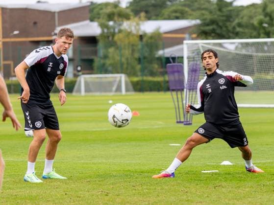 Yan Dhanda of Heart of Midlothian during Hearts training ahead of the clash with Sturm Graz Heart of Midlothian Training, Football, Oriam, Edinburgh, Scotland, UK - 27 Jul 2026Edinburgh Oriam Scotland United Kingdom EDITORIAL USE ONLY No use with unauthorised audio, video, data, fixture lists, club league logos or live services. Online in-match use limited to 120 images, no video emulation. No use in betting, games or single club league player publications.  Copyright: xAlanxRennie Shutterstockx 17015659cm