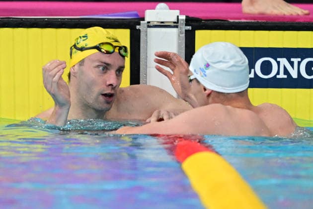 COM26 SWIMMING HEATS, Matthew Temple of Australia and Duncan Scott of England during the Men™s 200m Butterfly heats at the Glasgow 2026 Commonwealth Games at the Tollcross International Swimming Centre in Glasgow, Scotland, Monday, July 27, 2026. ( NO ARCHIVING, EDITORIAL USE ONLY Glasgow Scotland United Kingdom  Copyright: xDEANxLEWINSx 20260727188935944361
