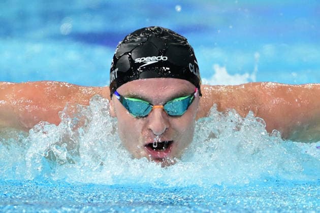 COM26 SWIMMING HEATS, Lewis Clareburt of New Zealand competes during the Men™s 200m Butterfly heats at the Glasgow 2026 Commonwealth Games at the Tollcross International Swimming Centre in Glasgow, Scotland, Monday, July 27, 2026. ( NO ARCHIVING, EDITORIAL USE ONLY Glasgow Scotland United Kingdom  Copyright: xDEANxLEWINSx 20260727146657867851