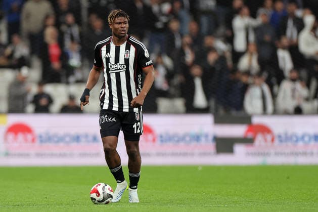 2026-04-27 Besiktas JK v Fatih Karagumruk SK - Trendyol Super Lig ISTANBUL, TURKEY - APRIL 27: Emmanuel Agbadou of Besiktas JK during the Trendyol Super Lig match between Besiktas JK and Fatih Karagumruk SK at Tupras Stadium on April 27, 2026 in Istanbul, Turkey. (Photo by BSR Agency) Istanbul Turkey Content not available for redistribution in The Netherlands directly or indirectly through any third parties. Copyright: xBSRxAgencyx