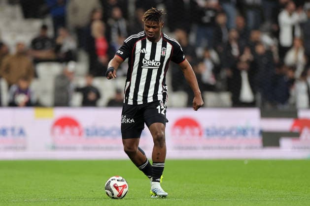 2026-04-27 Besiktas JK v Fatih Karagumruk SK - Trendyol Super Lig ISTANBUL, TURKEY - APRIL 27: Emmanuel Agbadou of Besiktas JK during the Trendyol Super Lig match between Besiktas JK and Fatih Karagumruk SK at Tupras Stadium on April 27, 2026 in Istanbul, Turkey. (Photo by BSR Agency) Istanbul Turkey Content not available for redistribution in The Netherlands directly or indirectly through any third parties. Copyright: xBSRxAgencyx
