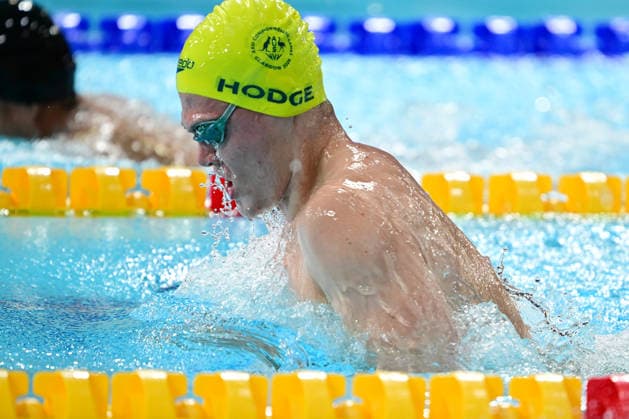 COM26 SWIMMING HEATS, Tim Hodge of Australia during the Men™s 100m Breaststroke SB9 para heats at the Glasgow 2026 Commonwealth Games at the Tollcross International Swimming Centre in Glasgow, Scotland, Monday, July 27, 2026. ( NO ARCHIVING, EDITORIAL USE ONLY Glasgow Scotland United Kingdom  Copyright: xDEANxLEWINSx 20260727150487885117