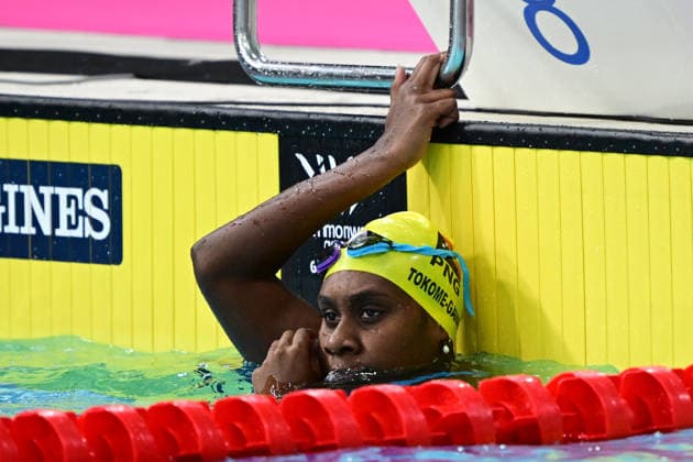 COM26 SWIMMING HEATS, Jhnayali Tokome-Garap of Papua New Guinea during the Women™s 50m Backstroke heats at the Glasgow 2026 Commonwealth Games at the Tollcross International Swimming Centre in Glasgow, Scotland, Monday, July 27, 2026. ( NO ARCHIVING, EDITORIAL USE ONLY Glasgow Scotland United Kingdom  Copyright: xDEANxLEWINSx 20260727119442123638