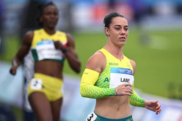 COM26 ATHLETICS, Ebony Lane of Australia competes in the Women s 100m Heats during the the Glasgow 2026 Commonwealth Games at Scotstoun Stadium in Glasgow, Scotland, Monday, July 27, 2026. ( NO ARCHIVING, EDITORIAL USE ONLY Glasgow United Kingdom  Copyright: xJOELxCARRETTx 20260727129341902108