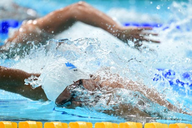 COM26 SWIMMING HEATS, Hansel McCaig of Fiji during the Men™s 100m Freestyle heats at the Glasgow 2026 Commonwealth Games at the Tollcross International Swimming Centre in Glasgow, Scotland, Monday, July 27, 2026. ( NO ARCHIVING, EDITORIAL USE ONLY Glasgow Scotland United Kingdom  Copyright: xDEANxLEWINSx 20260727122701001847