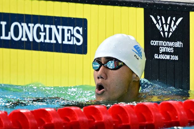 COM26 SWIMMING HEATS, Reuben Taylor of Fiji during the Men™s 100m Freestyle heats at the Glasgow 2026 Commonwealth Games at the Tollcross International Swimming Centre in Glasgow, Scotland, Monday, July 27, 2026. ( NO ARCHIVING, EDITORIAL USE ONLY Glasgow Scotland United Kingdom  Copyright: xDEANxLEWINSx 20260727136759432485