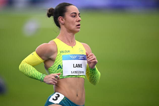 COM26 ATHLETICS, Ebony Lane of Australia competes in the Women s 100m Heats during the the Glasgow 2026 Commonwealth Games at Scotstoun Stadium in Glasgow, Scotland, Monday, July 27, 2026. ( NO ARCHIVING, EDITORIAL USE ONLY Glasgow United Kingdom  Copyright: xJOELxCARRETTx 20260727141144114324