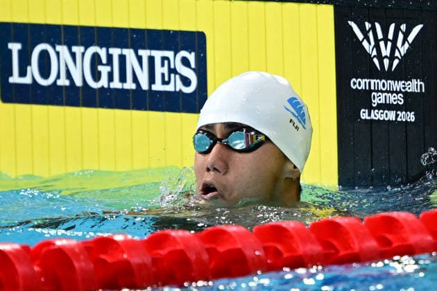 COM26 SWIMMING HEATS, Reuben Taylor of Fiji during the Men™s 100m Freestyle heats at the Glasgow 2026 Commonwealth Games at the Tollcross International Swimming Centre in Glasgow, Scotland, Monday, July 27, 2026. ( NO ARCHIVING, EDITORIAL USE ONLY Glasgow Scotland United Kingdom  Copyright: xDEANxLEWINSx 20260727156661339216