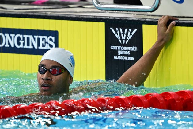 COM26 SWIMMING HEATS, Hansel McCaig of Fiji during the Men™s 100m Freestyle heats at the Glasgow 2026 Commonwealth Games at the Tollcross International Swimming Centre in Glasgow, Scotland, Monday, July 27, 2026. ( NO ARCHIVING, EDITORIAL USE ONLY Glasgow Scotland United Kingdom  Copyright: xDEANxLEWINSx 20260727184885380626