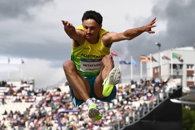 COM26 ATHLETICS, Chris Mitrevski of Australia competes in the Men s Long Jump Qualifying during the Glasgow 2026 Commonwealth Games at Scotstoun Stadium in Glasgow, Scotland, Monday, July 27, 2026. ( NO ARCHIVING, EDITORIAL USE ONLY Glasgow United Kingdom  Copyright: xJOELxCARRETTx 20260727111701851844