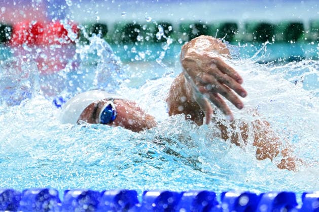 COM26 SWIMMING HEATS, David Young of Fiji during the Men™s 100m Freestyle heats at the Glasgow 2026 Commonwealth Games at the Tollcross International Swimming Centre in Glasgow, Scotland, Monday, July 27, 2026. ( NO ARCHIVING, EDITORIAL USE ONLY Glasgow Scotland United Kingdom  Copyright: xDEANxLEWINSx 20260727117725435512