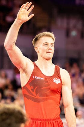 GLASGOW, SCOTLAND - JULY 27: Luke WHITEHOUSE of England competes and comes first in the Men’s Floor Exercise Final at The Arena, Glasgow on July 27, 2026 in Glasgow, Scotland. (Photo by Claire Jeffrey Sports Press Photo)  Copyright: xClairexJeffreyx xSPPx Sportspressphoto_SPR197842