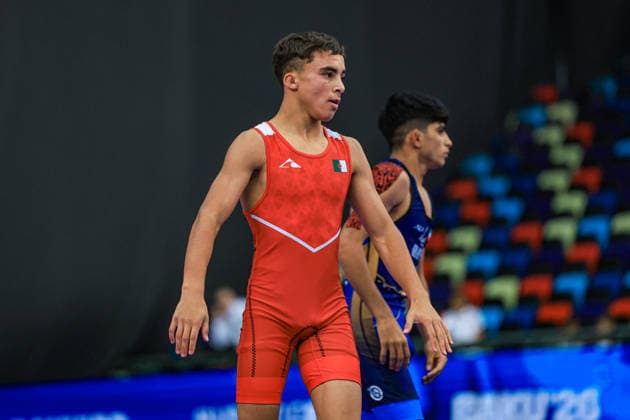 U17, U 17 Wrestling World Championships 48kg GR - Ali Morteza Esmaeili Leivesi (IRI) df. Houssem Eddine Bouha (ALG) *** U17 Wrestling World Championships, 48 kg, Greco-Roman: Ali Morteza Esmaeili Leivesi (IRI) def. Houssem Eddine Bouha (ALG) Copyright: xUnitedxWorldxWrestlingx xAmirrezx UWW-U17-WC-BAKU-2026