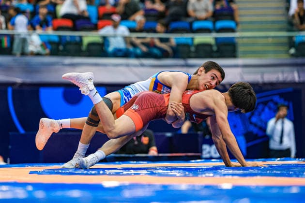 U17, U 17 Wrestling World Championships 48kg GR - Ararat Avetisyan (ARM) df. Hector Samuel Aguilar Rodriguez (MEX) *** U17 Wrestling World Championships, 48 kg Greco-Roman: Ararat Avetisyan (ARM) defeated Hector Samuel Aguilar Rodriguez (MEX) Copyright: xUnitedxWorldxWrestlingx xAmirrezx UWW-U17-WC-BAKU-2026