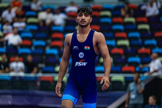 U17, U 17 Wrestling World Championships 65kg GR - Kunal Dagar (IND) *** U17 Wrestling World Championships, 65 kg Greco-Roman: Kunal Dagar (IND) Copyright: xUnitedxWorldxWrestlingx xAmirrezx UWW-U17-WC-BAKU-2026