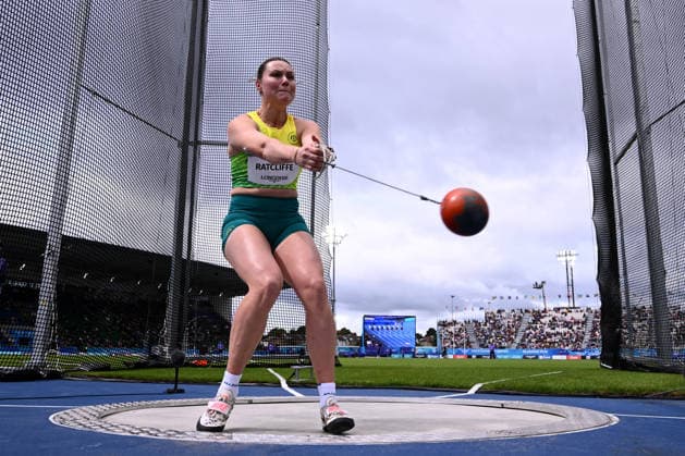 COM26 ATHLETICS, Stephanie Ratcliffe of Australia competes in the Women s Hammer Throw Qualifying during the Glasgow 2026 Commonwealth Games at Scotstoun Stadium in Glasgow, Scotland, Monday, July 27, 2026. ( NO ARCHIVING, EDITORIAL USE ONLY Glasgow United Kingdom  Copyright: xJOELxCARRETTx 20260727187561252886