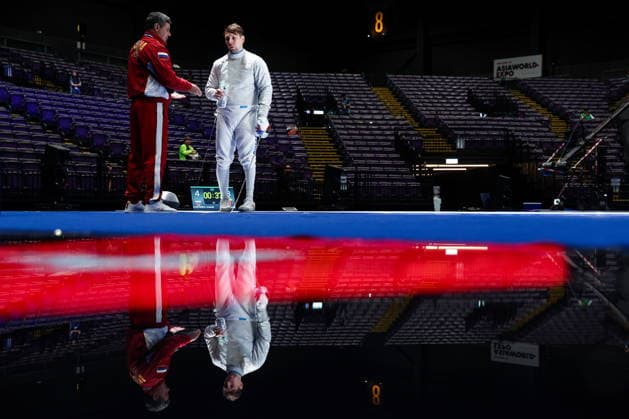 CHINA, HONG KONG - JULY 27, 2026: Russia s Anatoly Kostenko competes in the men s individual sabre event at the 2026 Kerry Fencing World Championships. Mikhail Sinitsyn TASS  95533643