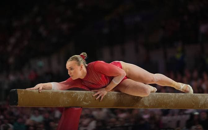 Elsabeth Black of Canada performs on the Beam during the third rotation of the Artistic Gymnastics Women s All-Around Final. Glasgow 2026 Commonwealth Games, Day Four, Glasgow, Scotland, UK - 26 Jul 2026Glasgow Scotland United Kingdom  Copyright: xStuartxWallace Shutterstockx 17005518cc