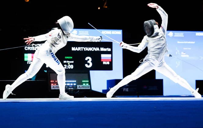 CHINA, HONG KONG - JULY 27, 2026: Italy s Anna Cristino (L) and Russia s Marta Martyanova compete in the ladies individual foil event at the 2026 Kerry Fencing World Championships 2026 Fencing World Championships In Hong Kong  - ZUMAt113 20260727_zaa_t113_276 Copyright: xMikhailxSinitsynx
