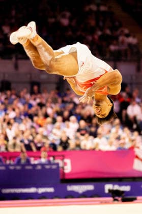 GLASGOW, SCOTLAND - JULY 27: Joshua NATHAN of England competes in the Men’s Floor Exercise Final at The Arena, Glasgow on July 27, 2026 in Glasgow, Scotland. (Photo by Claire Jeffrey Sports Press Photo)  Copyright: xClairexJeffreyx xSPPx Sportspressphoto_SPR197856