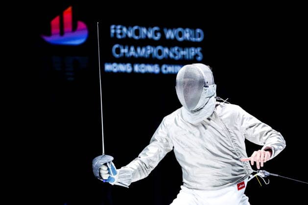 CHINA, HONG KONG - JULY 27, 2026: Russia s Pavel Graudyn during the men s individual sabre event at the 2026 Kerry Fencing World Championships. Mikhail Sinitsyn TASS  95535693