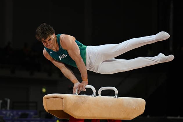 COM26 ARTISTIC GYMNASTICS, Jesse Moore of Australia competes in the Artistic Gymnastics Men™s Pommel Horse Final during the Glasgow 2026 Commonwealth Games at the Glasgow International Arena in Glasgow, Scotland, Monday, July 27, 2026. ( NO ARCHIVING, EDITORIAL USE ONLY Glasgow Scotland United Kingdom  Copyright: xLUKASxCOCHx 20260728141297261444